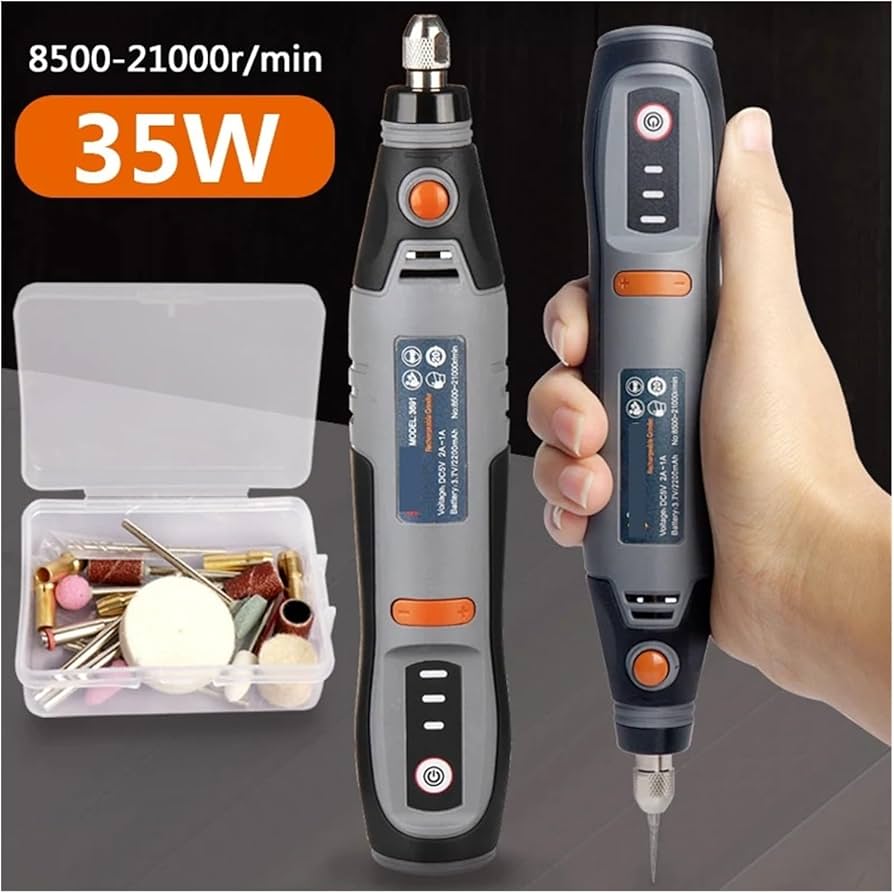 Wireless 3-Speed Rotary Tool Kit – 35W Mini Drill & Engraving Pen (USB, 8500–21000 RPM)