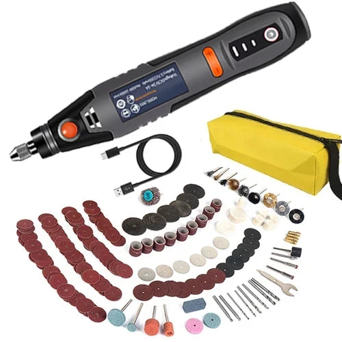 Wireless 3-Speed Rotary Tool Kit – 35W Mini Drill & Engraving Pen (USB, 8500–21000 RPM)