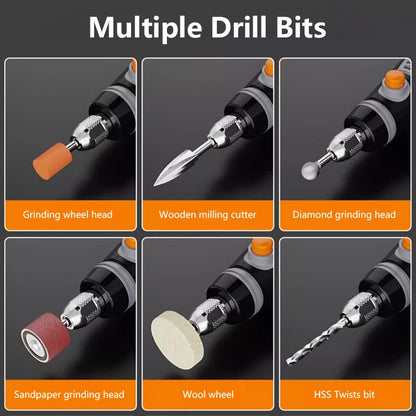 Wireless 3-Speed Rotary Tool Kit – 35W Mini Drill & Engraving Pen (USB, 8500–21000 RPM)