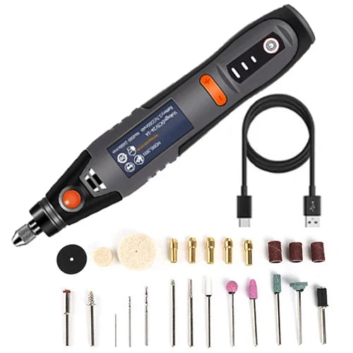 Wireless 3-Speed Rotary Tool Kit – 35W Mini Drill & Engraving Pen (USB, 8500–21000 RPM)