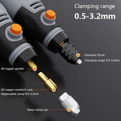 Wireless 3-Speed Rotary Tool Kit – 35W Mini Drill & Engraving Pen (USB, 8500–21000 RPM)
