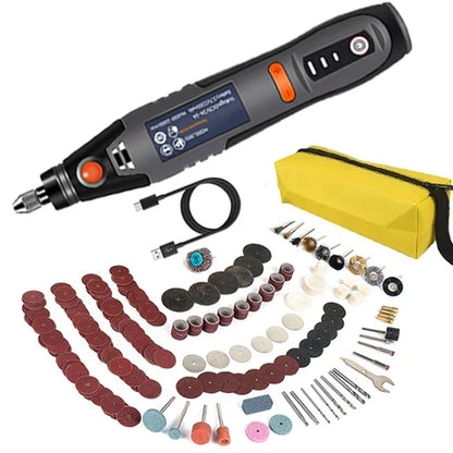 Wireless 3-Speed Rotary Tool Kit – 35W Mini Drill & Engraving Pen (USB, 8500–21000 RPM)