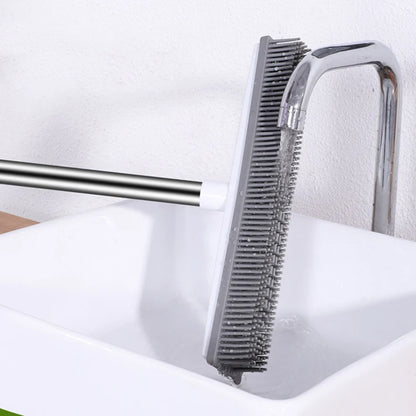 Rubber Broom with Squeegee – Pet Hair Remover for Carpet, Hardwood & Tile – Long Handle, Scratch-Free